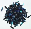 100 3x11mm Opaque Black AB Dagger Beads